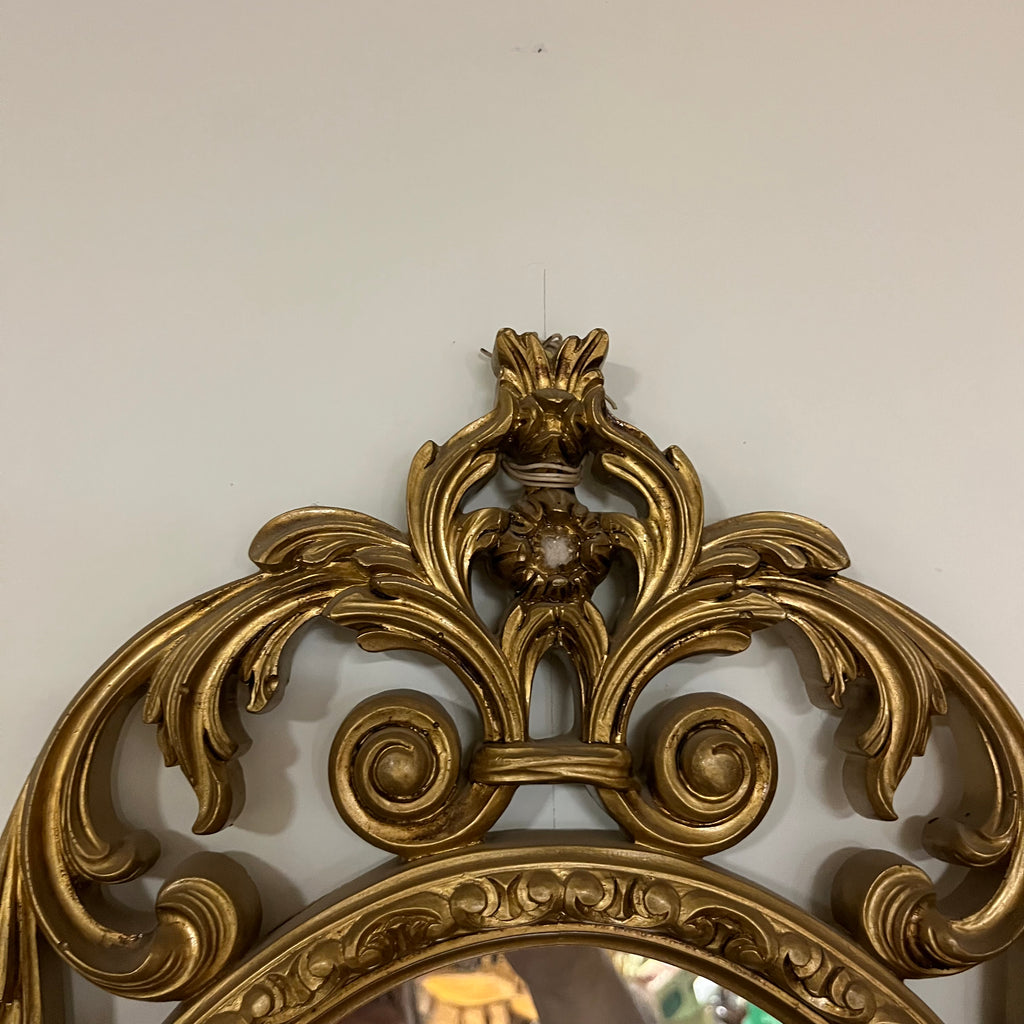 F515 Vintage Baroque style plastic wall mirror with candle holders