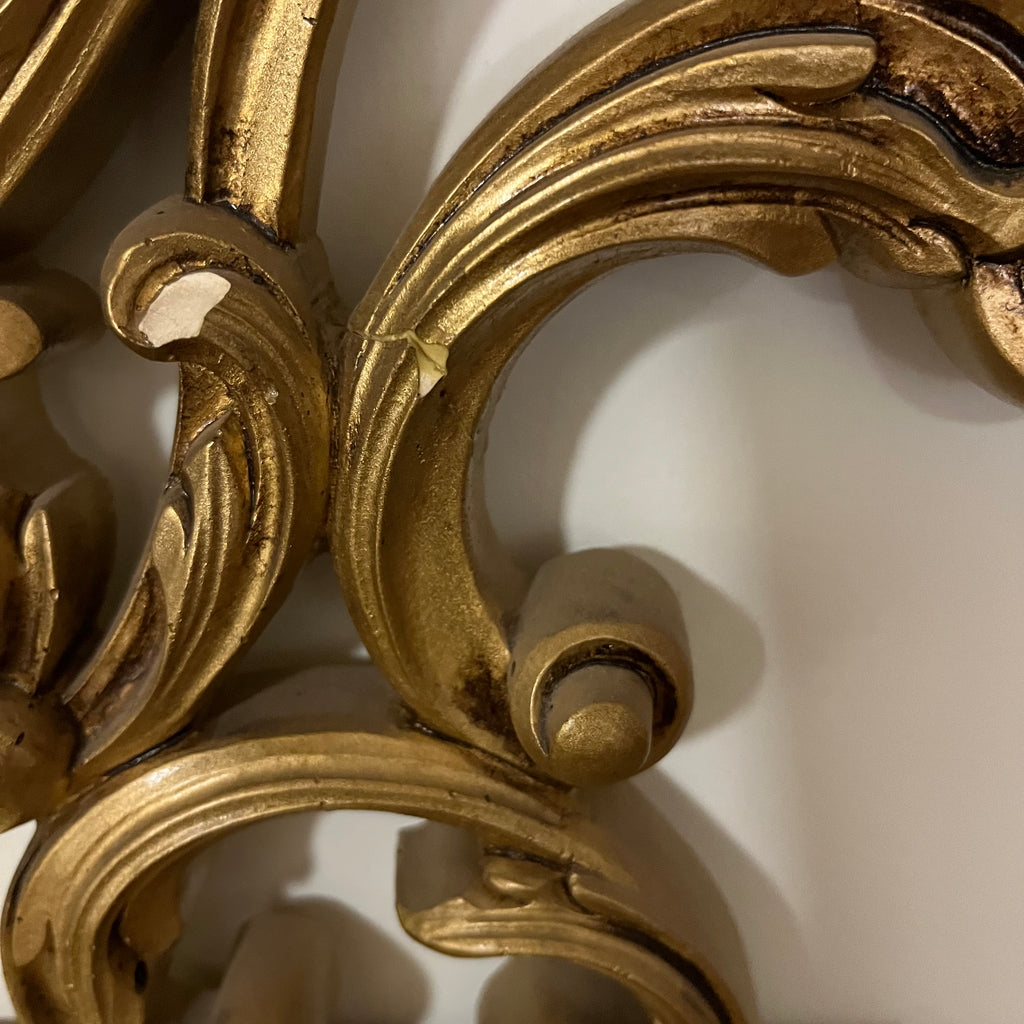 F515 Vintage Baroque style plastic wall mirror with candle holders