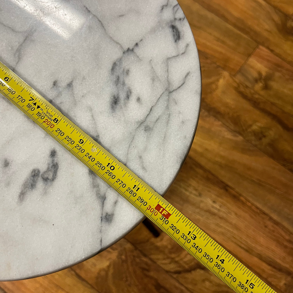 F519 Vintage accent table with marble top (12" diameter and 24" high)