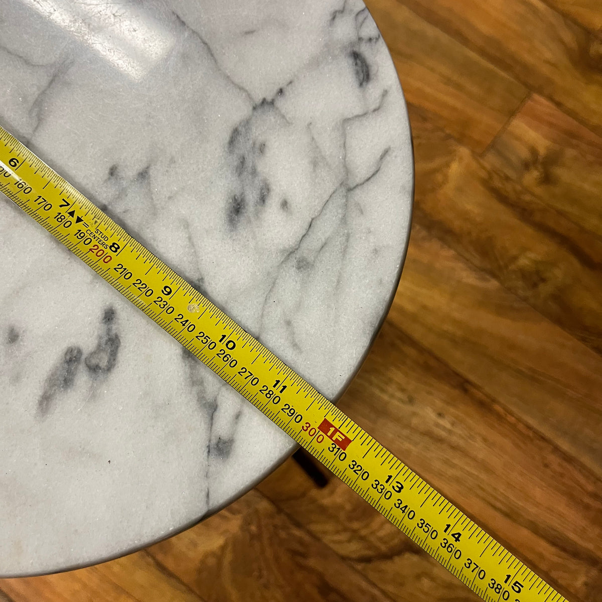 F519 Vintage accent table with marble top (12" diameter and 24" high)