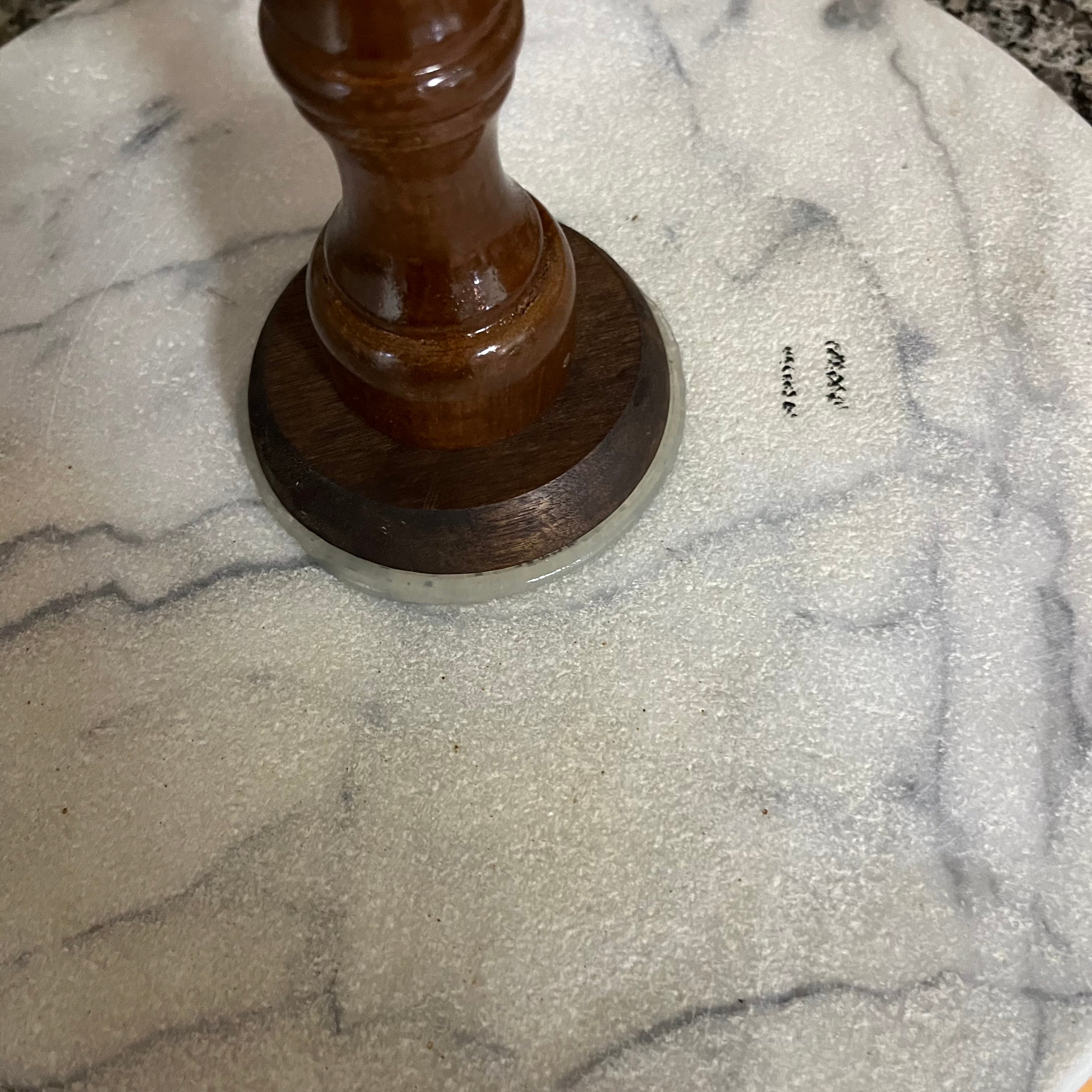 F519 Vintage accent table with marble top (12" diameter and 24" high)