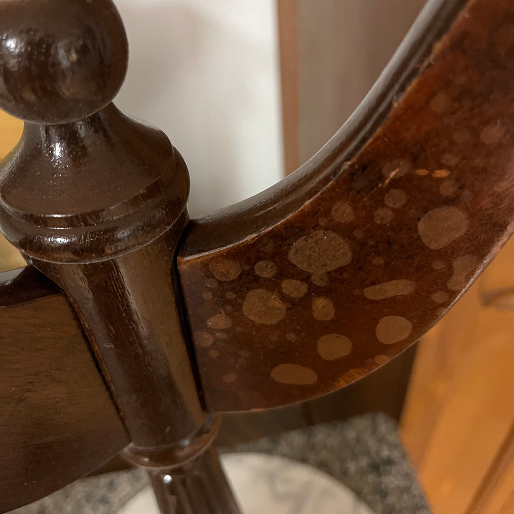 F519 Vintage accent table with marble top (12" diameter and 24" high)