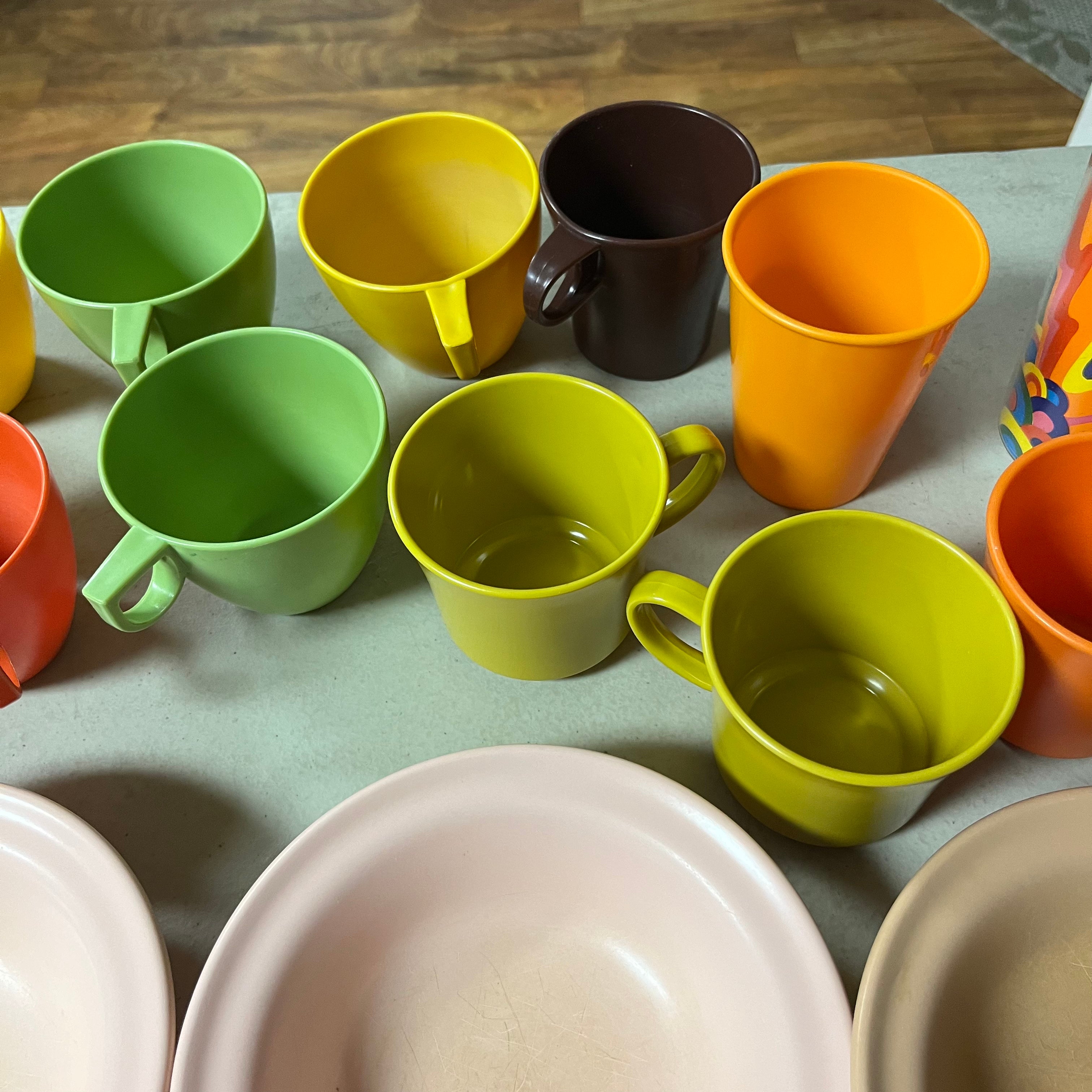 F521 Vintage Melmac and more Grouping (cups, and bowls)