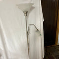 F531 Torchiere style lamp with metal base and adjustable reading lamp