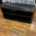 F532 Black glass and wood entertainment/tv stand