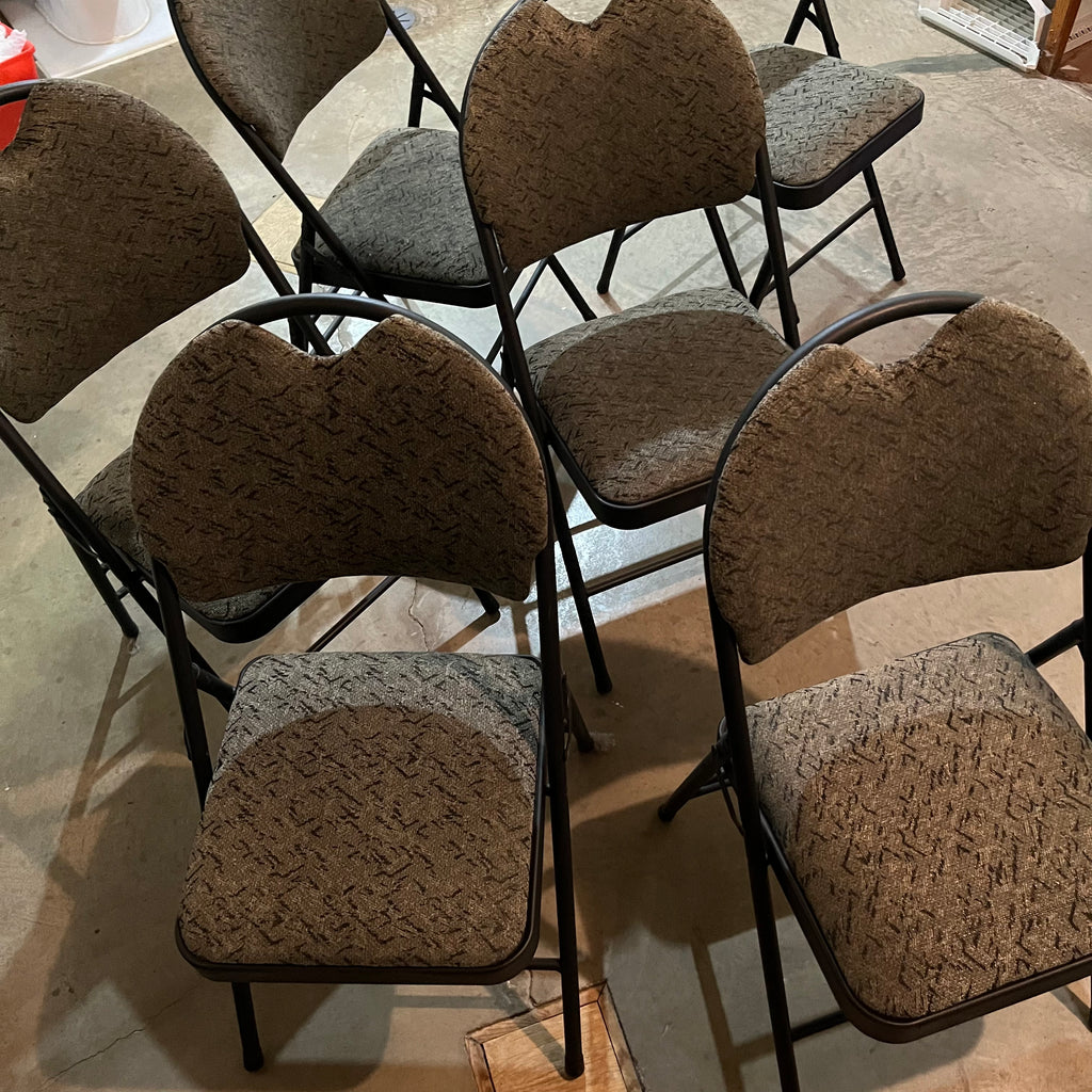 F534 Set of 6 black metal folding chairs