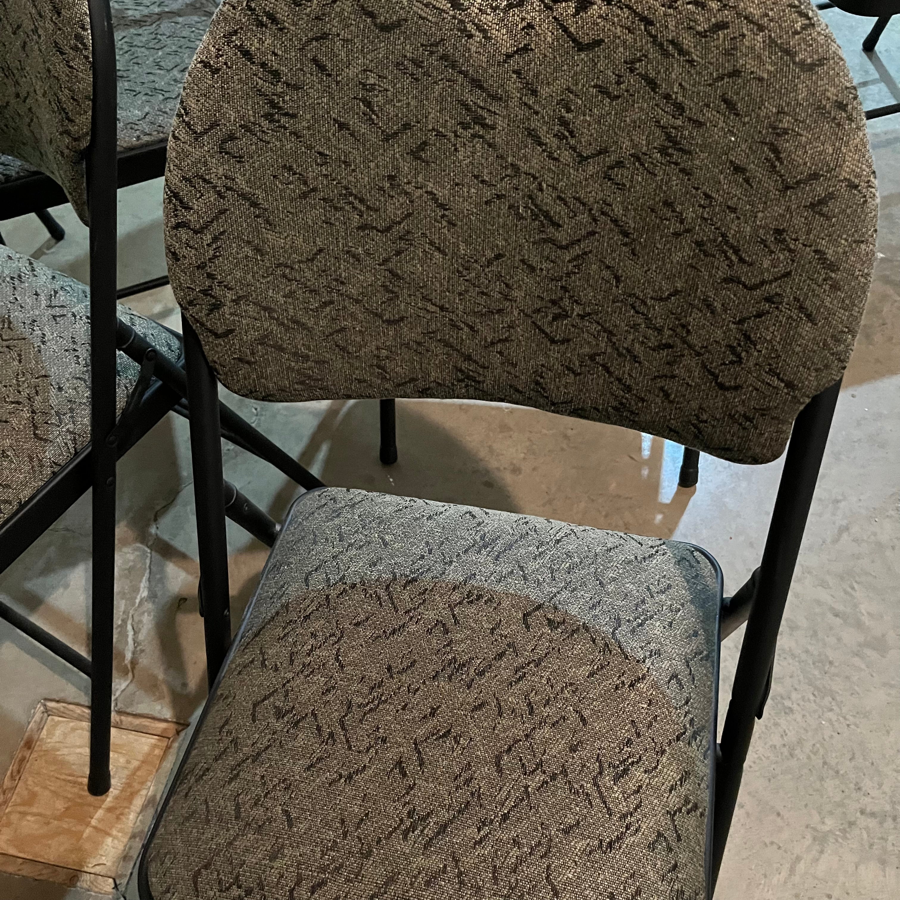 F534 Set of 6 black metal folding chairs