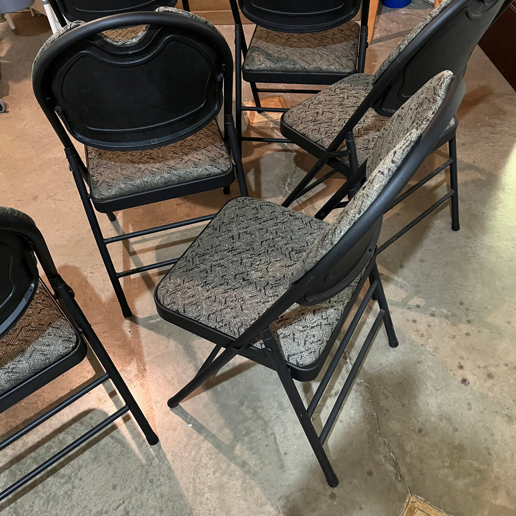 F534 Set of 6 black metal folding chairs