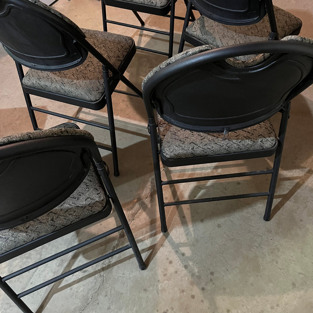 F534 Set of 6 black metal folding chairs