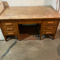F539 Vintage wooden teachers desk with six drawers