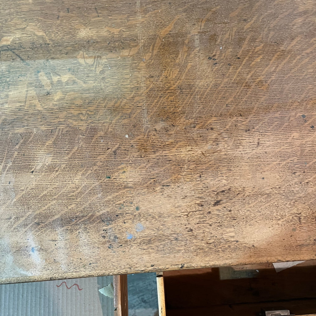 F539 Vintage wooden teachers desk with six drawers