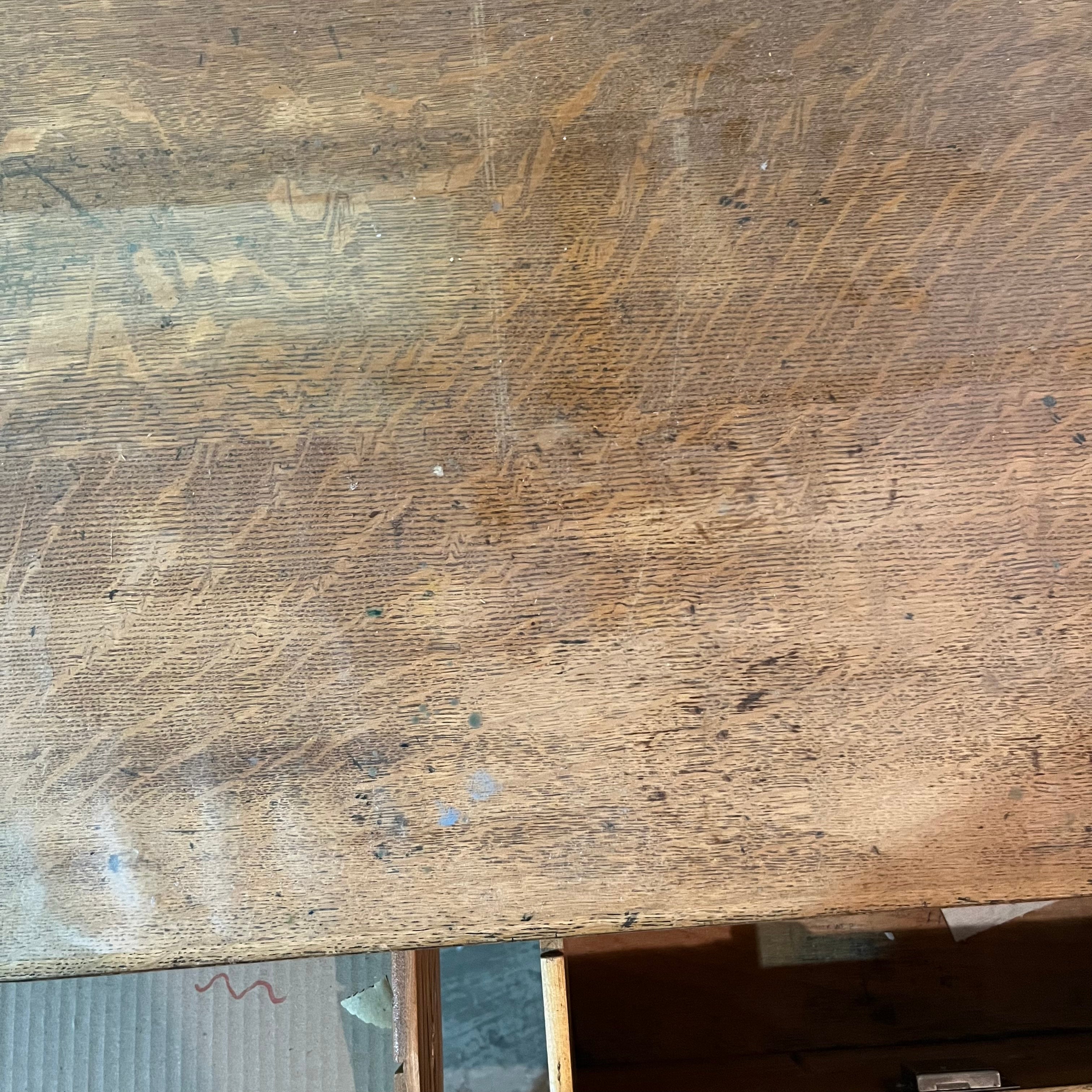 F539 Vintage wooden teachers desk with six drawers