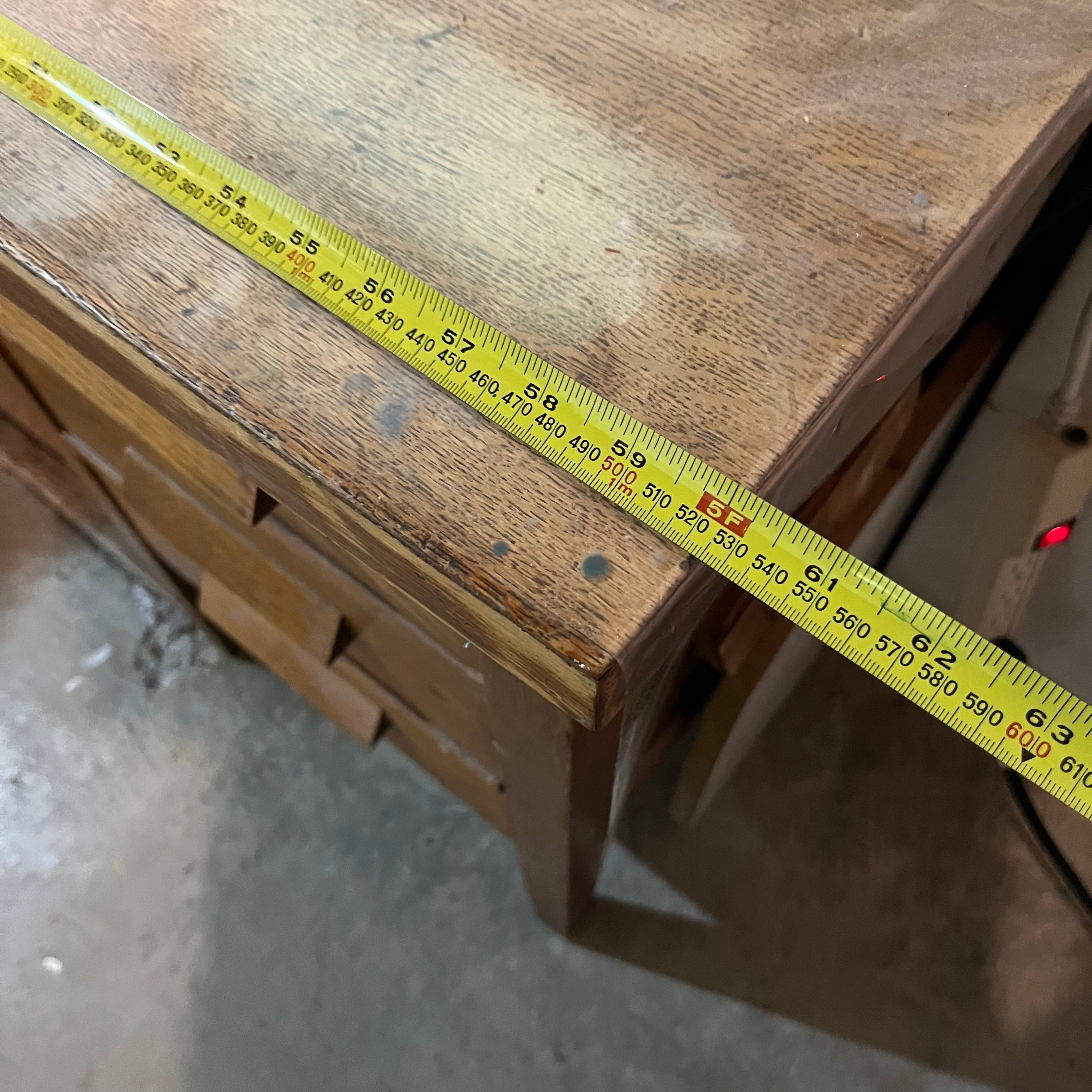F539 Vintage wooden teachers desk with six drawers