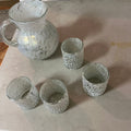 F556 Vintage artisanal pitcher and four glasses