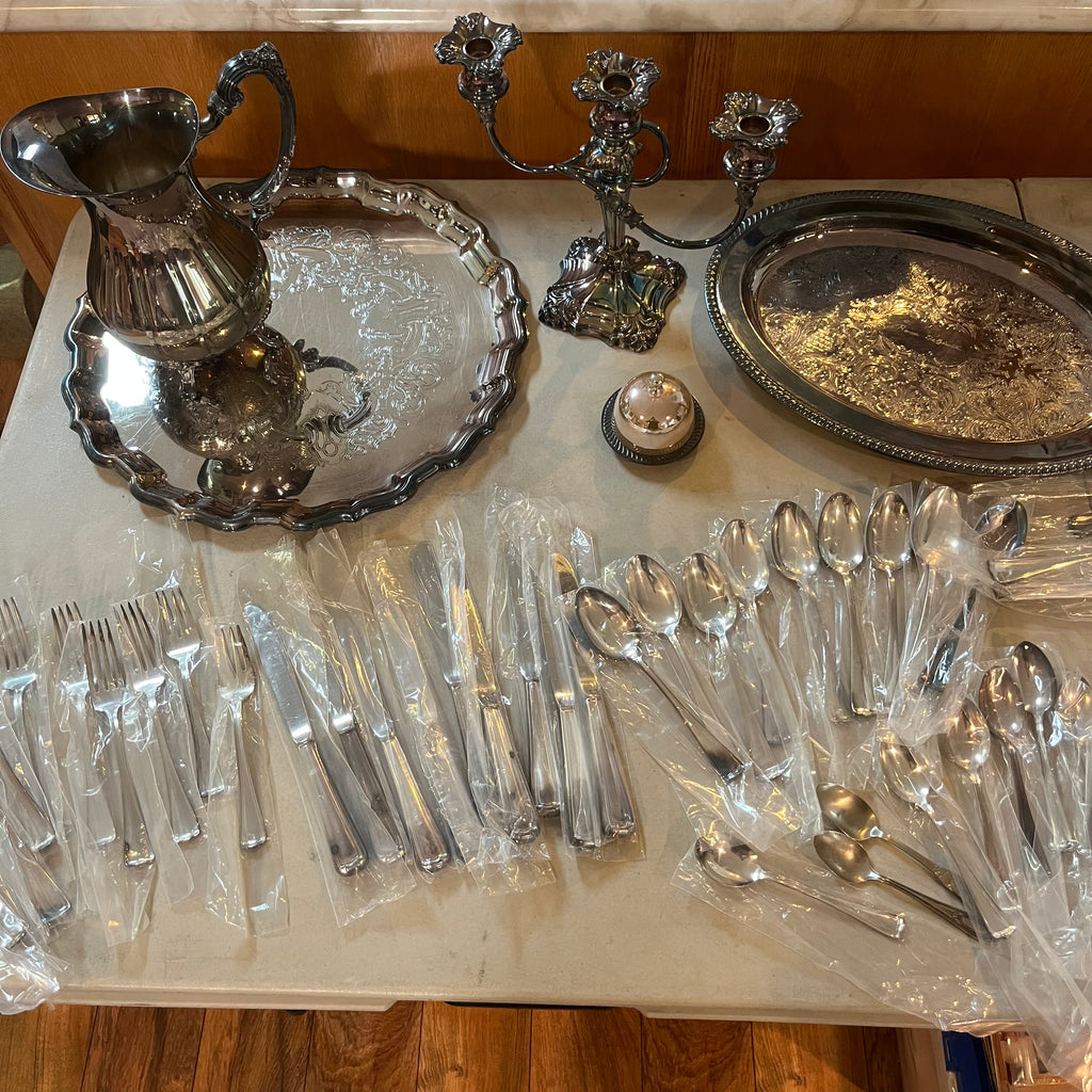 F563 Silverplate and flatware grouping
