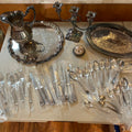 F563 Silverplate and flatware grouping