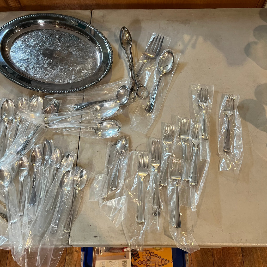 F563 Silverplate and flatware grouping