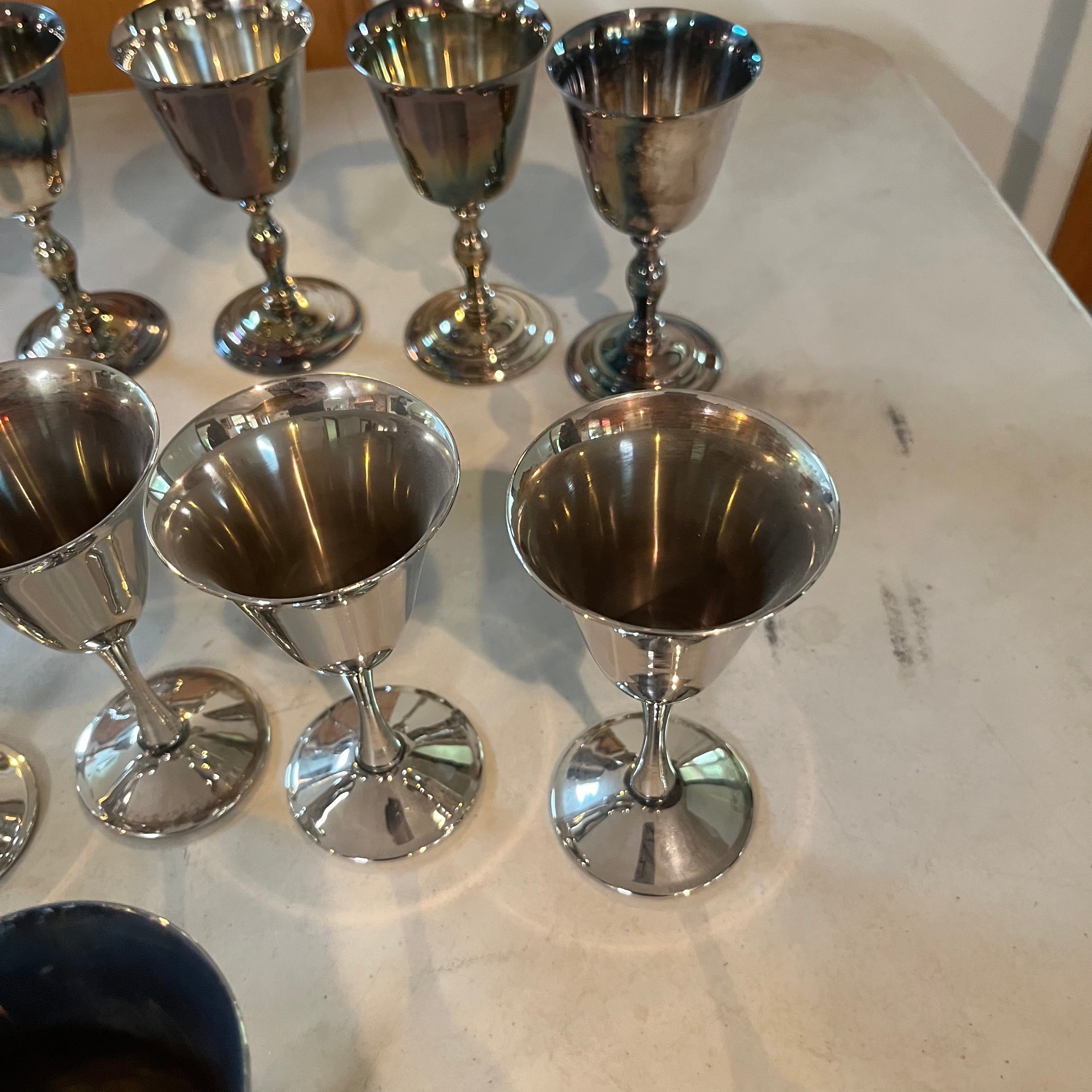 F564 Set of 13 Silver plate goblets