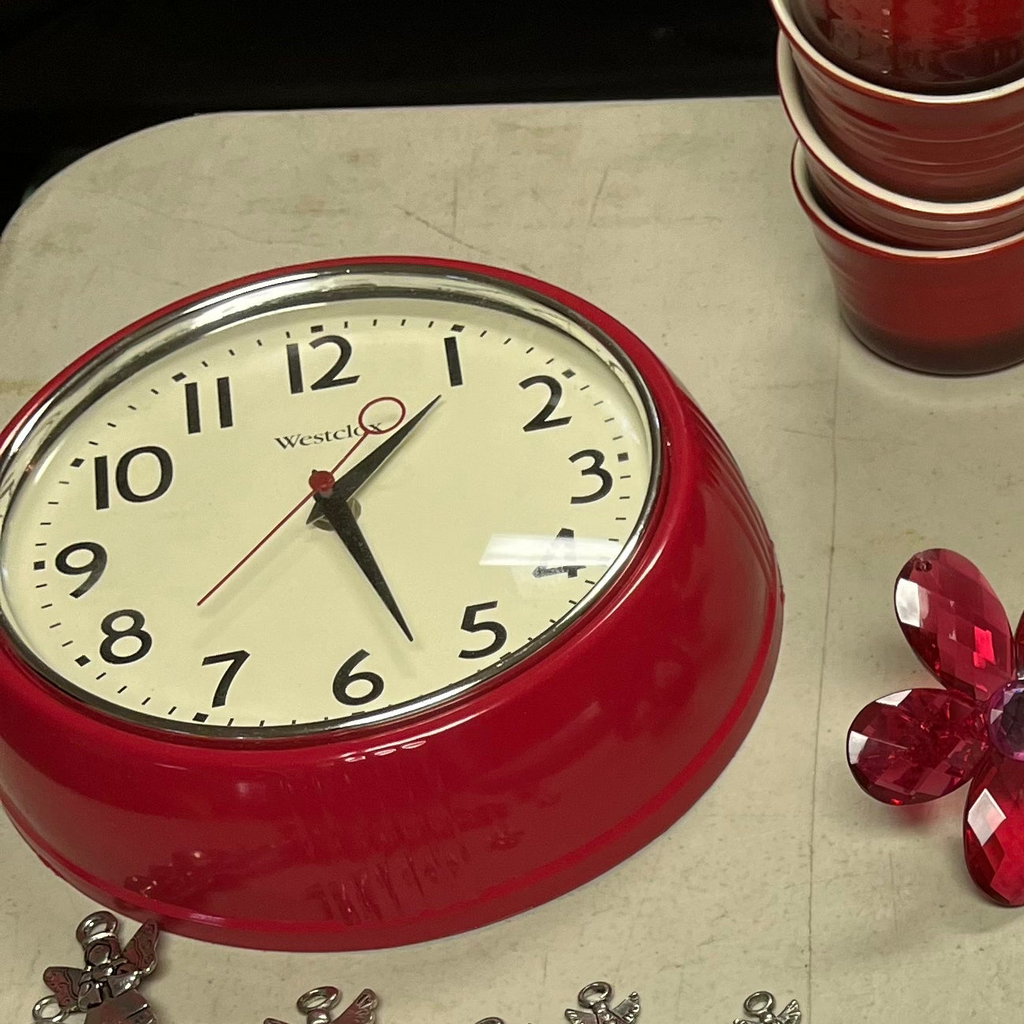 F565 Red Kitchen Grouping (red wall clock and more)