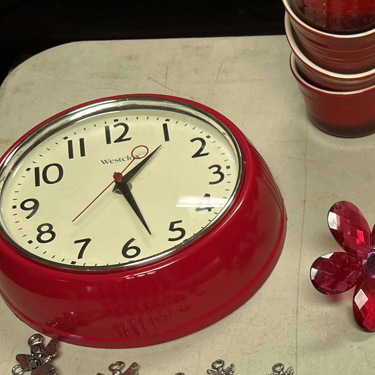 F565 Red Kitchen Grouping (red wall clock and more)