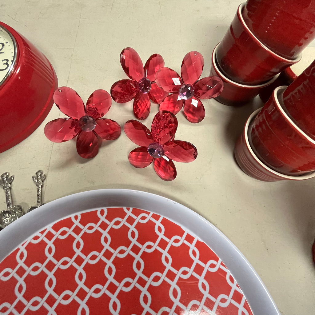F565 Red Kitchen Grouping (red wall clock and more)