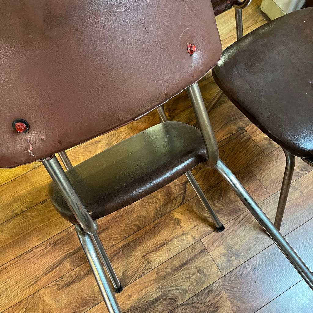 F568 Set of 4 assorted vintage metal chairs with vinyl upholestry