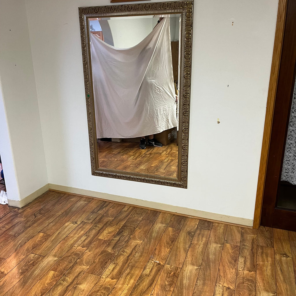 F570 Vintage metal framed wall mirror (44" x 67")