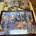 F575 Set of 2 framed puzzles (teepee scene and gondolas of Venice)