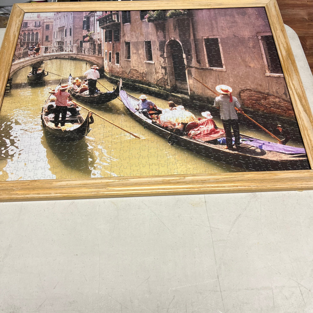 F575 Set of 2 framed puzzles (teepee scene and gondolas of Venice)