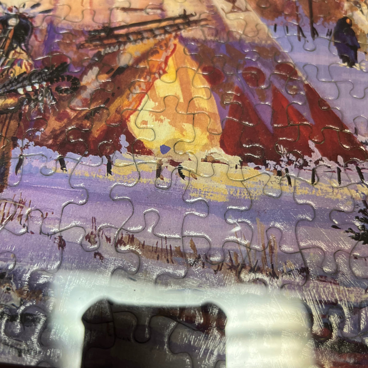 F575 Set of 2 framed puzzles (teepee scene and gondolas of Venice)