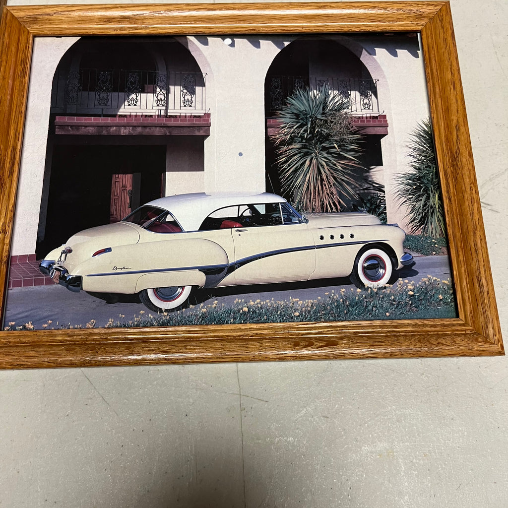 F577 Set of 8 framed pictures of classic cars
