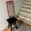 F578 Home Decor Grouping (stool and plastic framed wall mirror)
