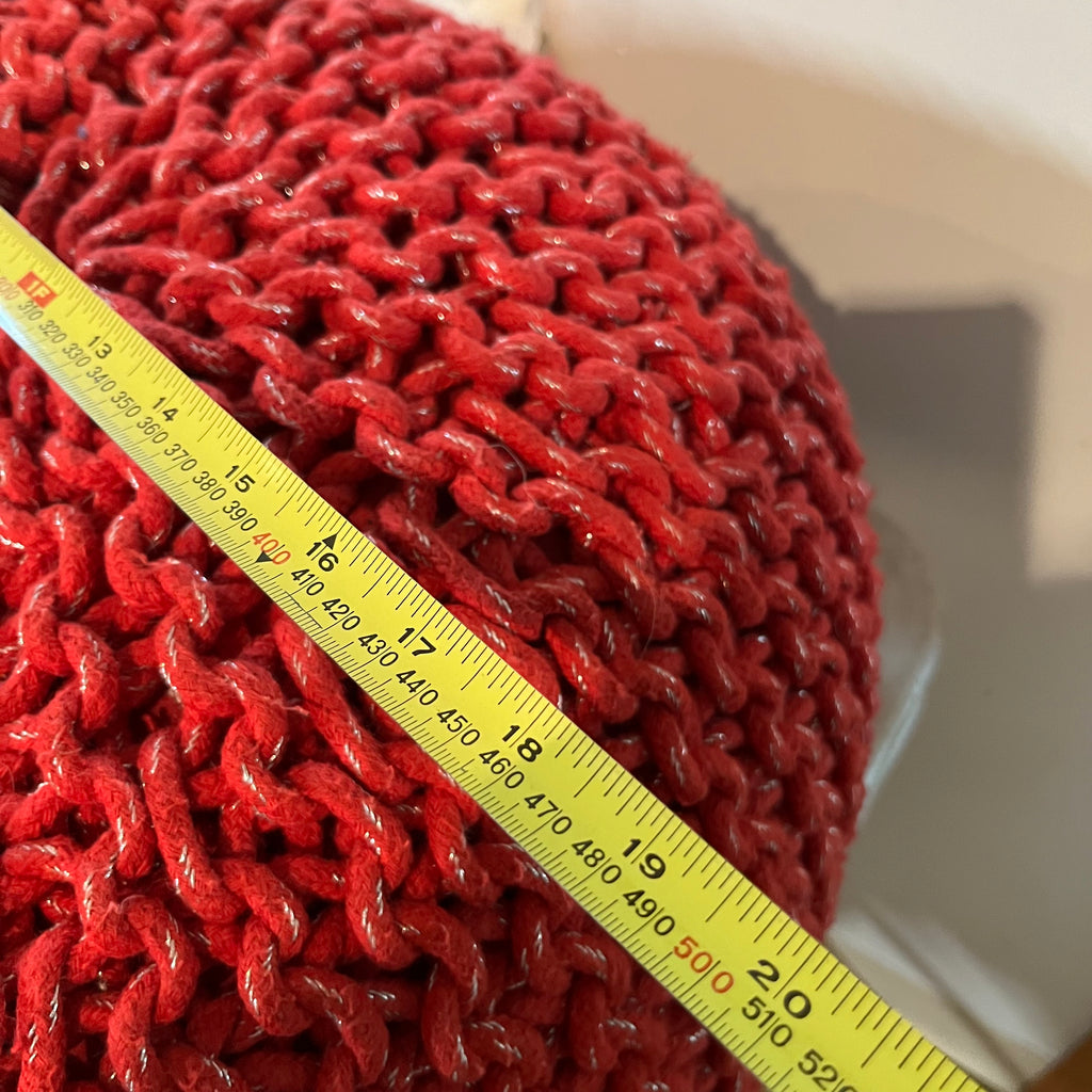 F581 Home Decor Grouping (crocheted poufs and macrame plant hanger)
