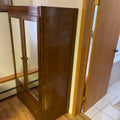 F584 Vintage dark wooden wardrobe with mirrored doors