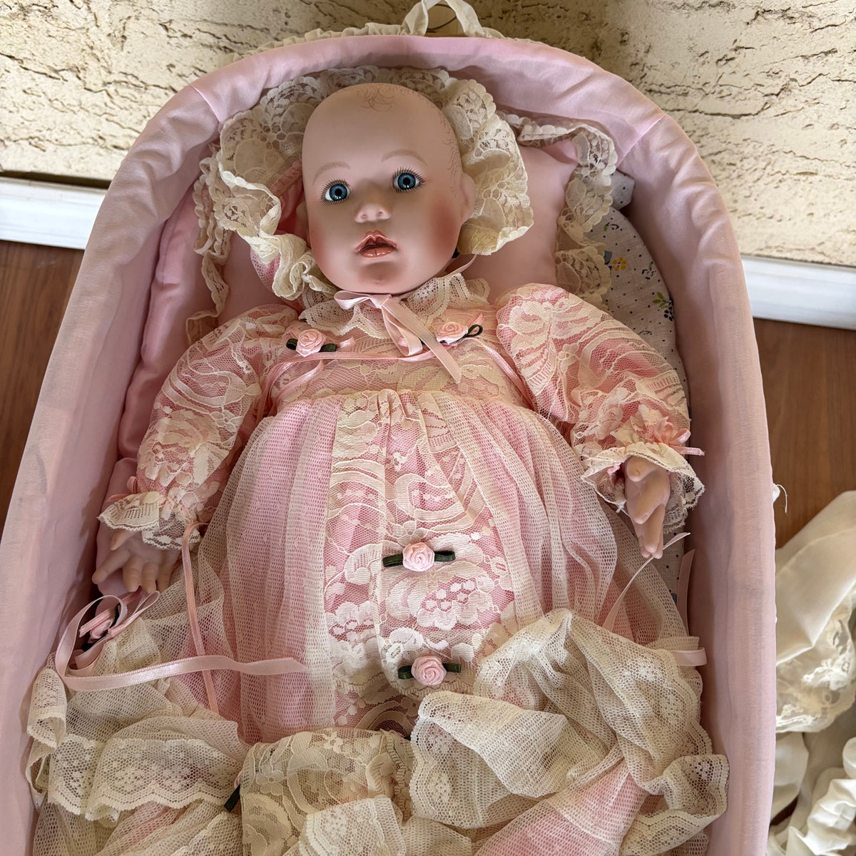 F105 Vintage Porcelain Baby Doll with Accessories