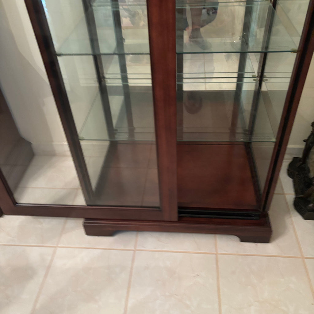 F111 Vintage solid wood curio cabinet with glass sliding door