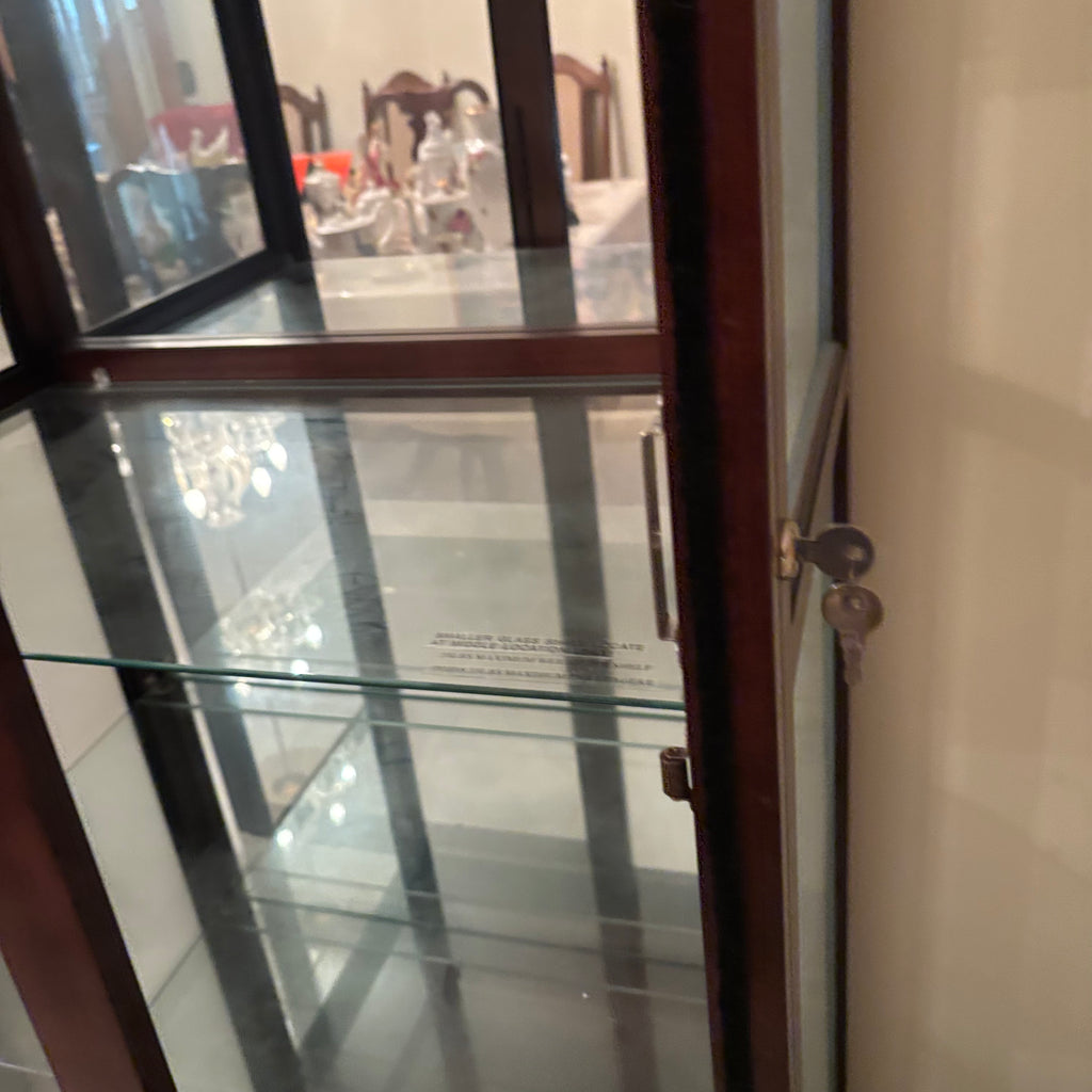 F111 Vintage solid wood curio cabinet with glass sliding door
