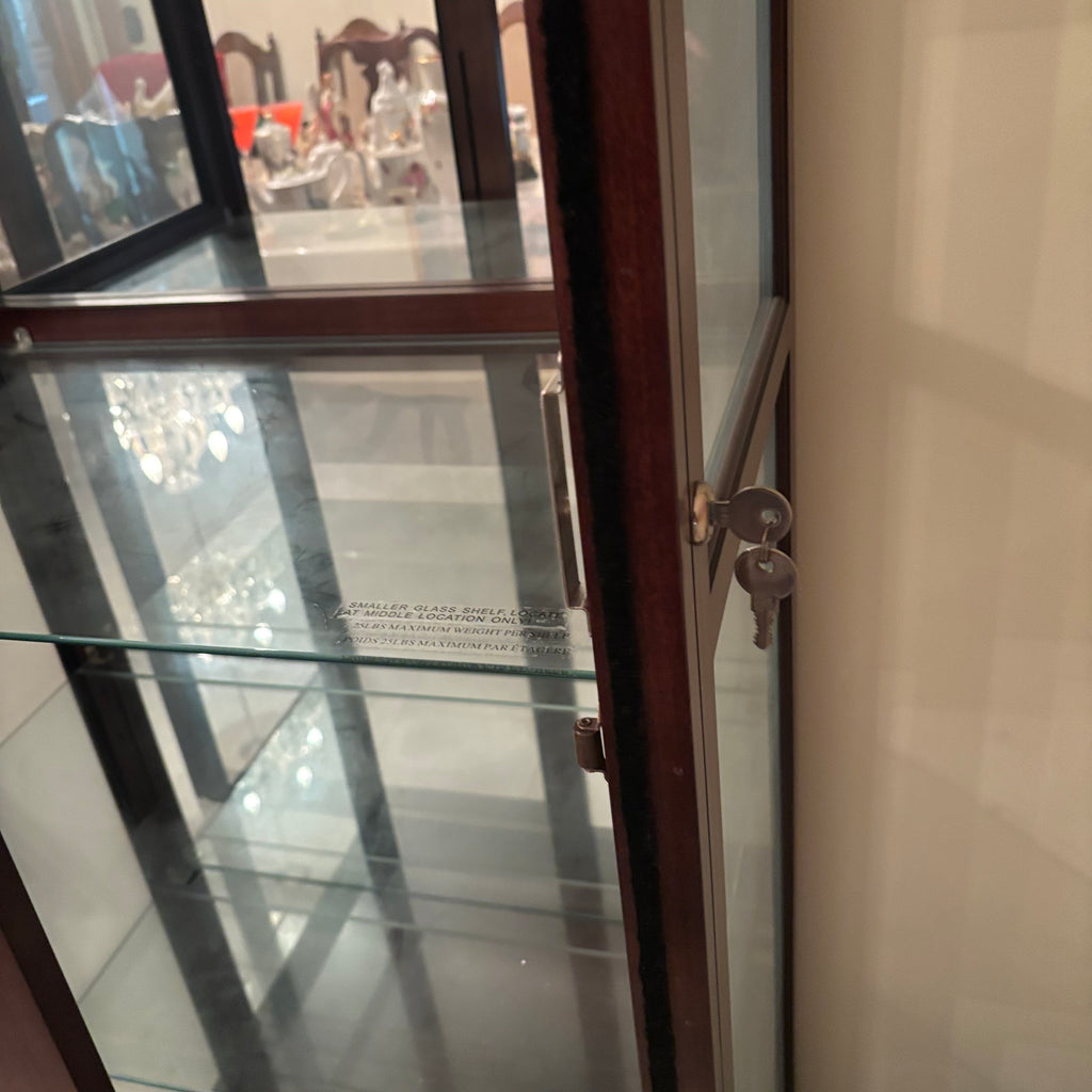 F111 Vintage solid wood curio cabinet with glass sliding door
