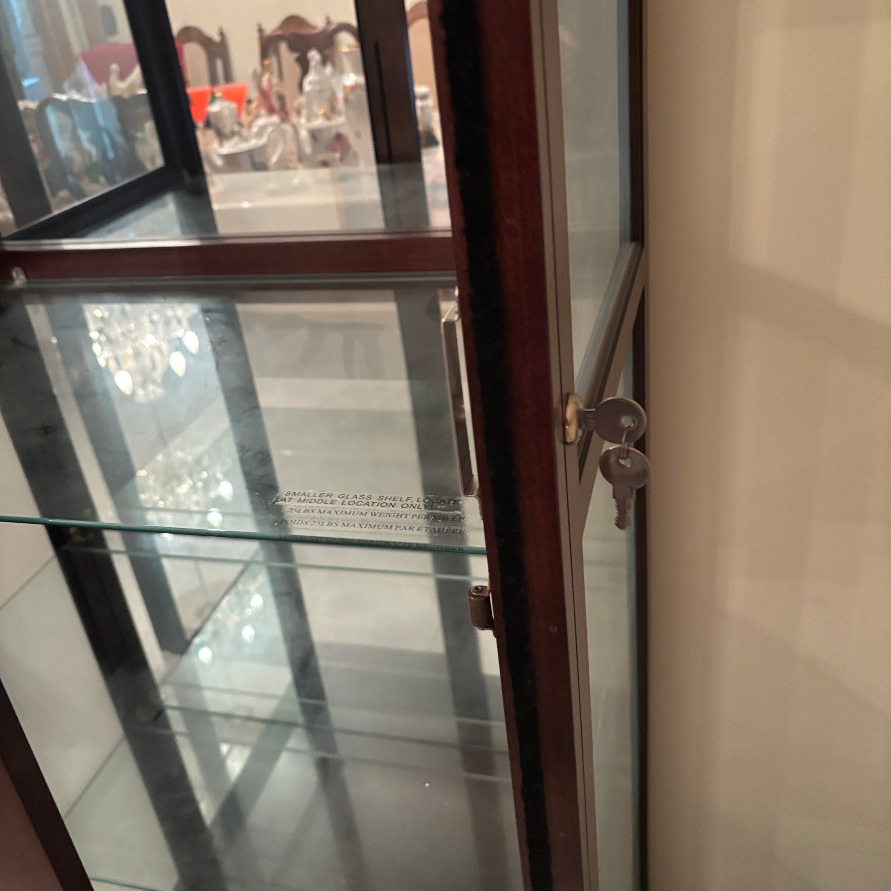 F111 Vintage solid wood curio cabinet with glass sliding door