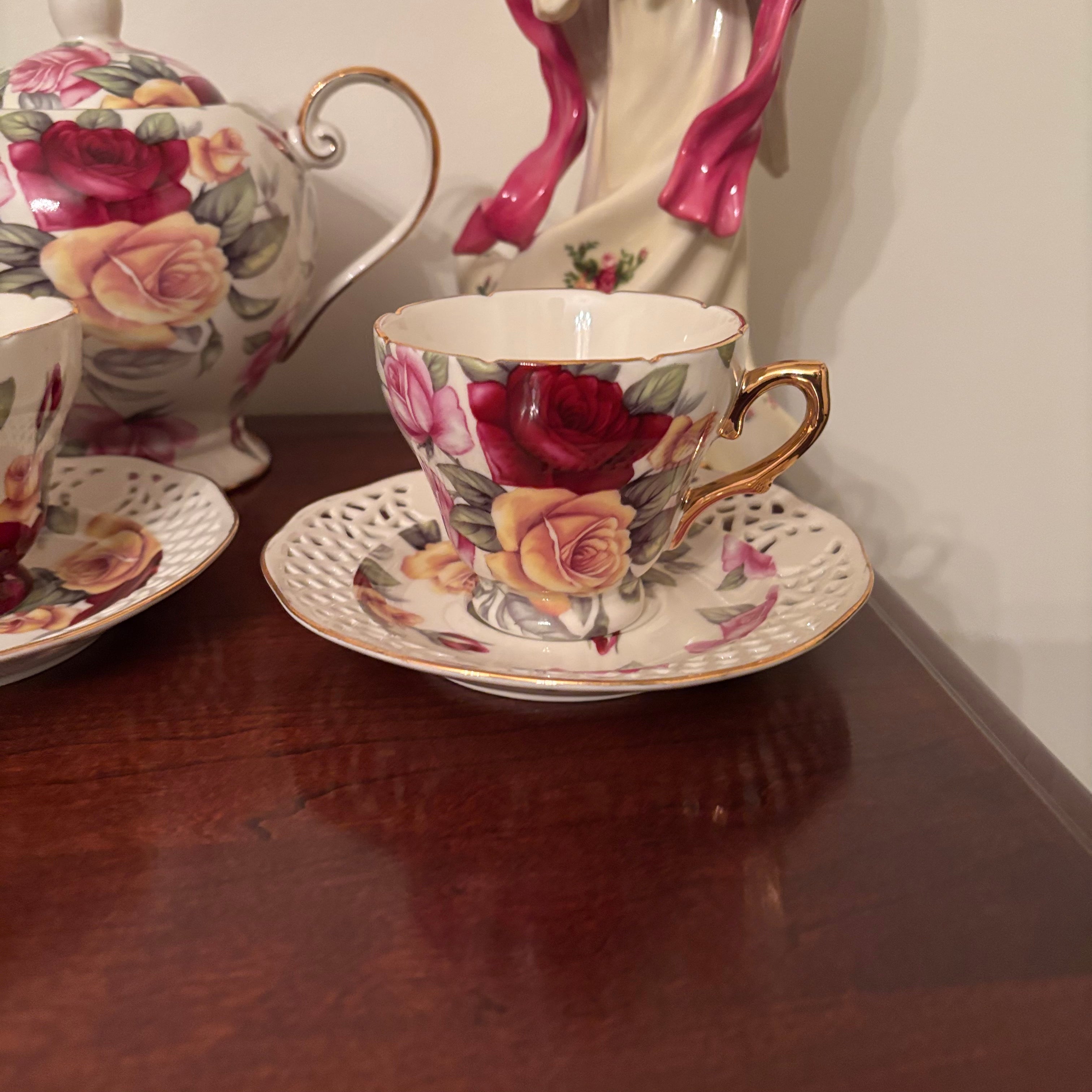 F115 Vintage Grouping (Roses china and musical angel)