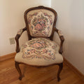 F123 Vintage Louis XV style accent chair with floral embroidery