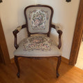 F124 Vintage Louis XV style accent chair with floral embroidery