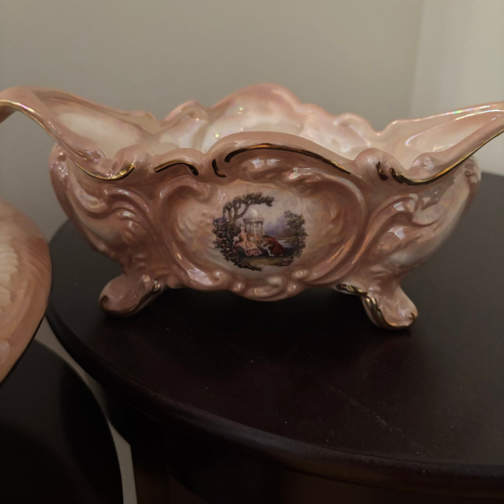 F125 Vintage China Grouping (water pitcher and basin and china planter)