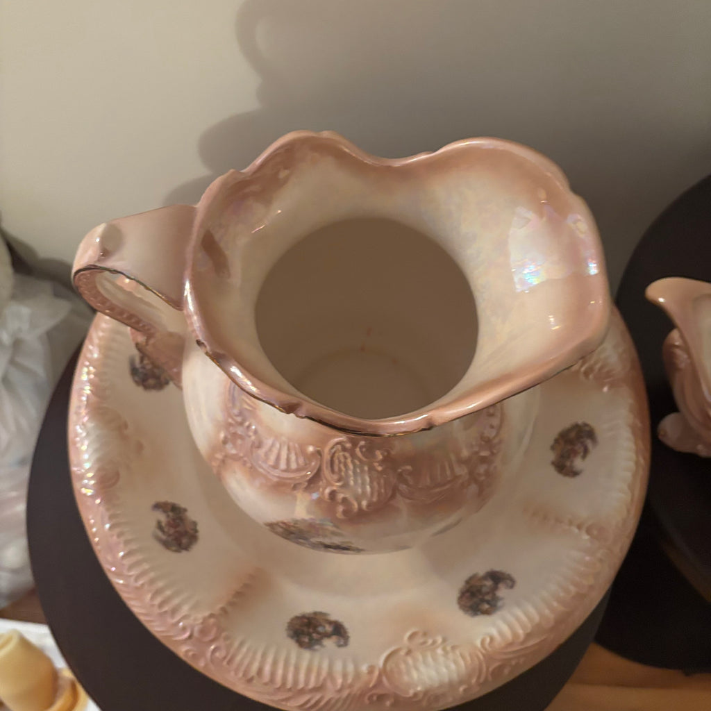 F125 Vintage China Grouping (water pitcher and basin and china planter)