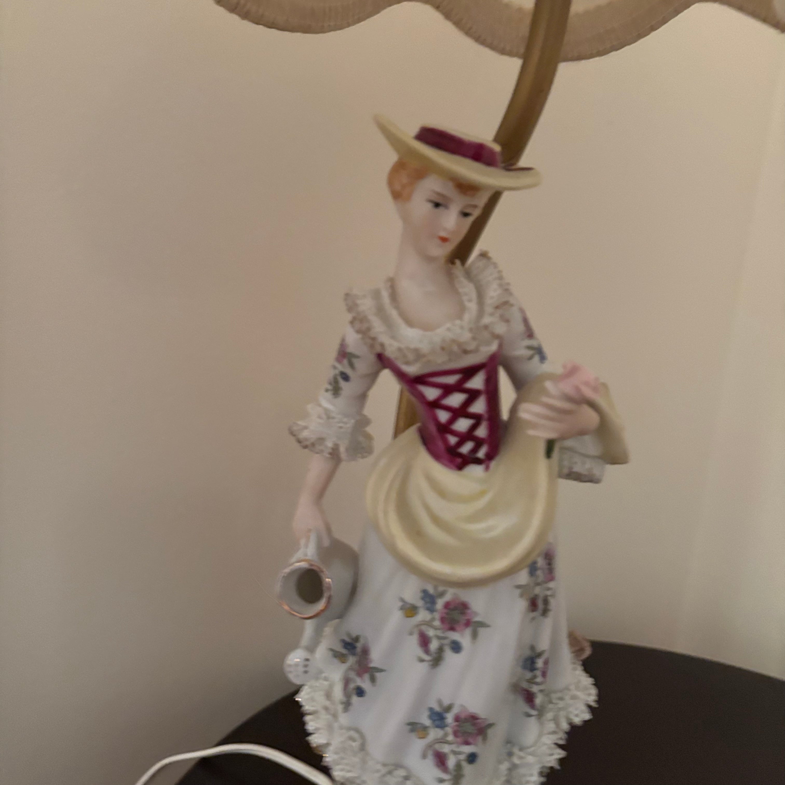 F127 Set of 2 Bisque Porcelain Figurine Lamps
