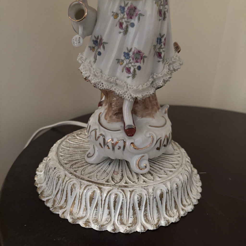 F127 Set of 2 Bisque Porcelain Figurine Lamps