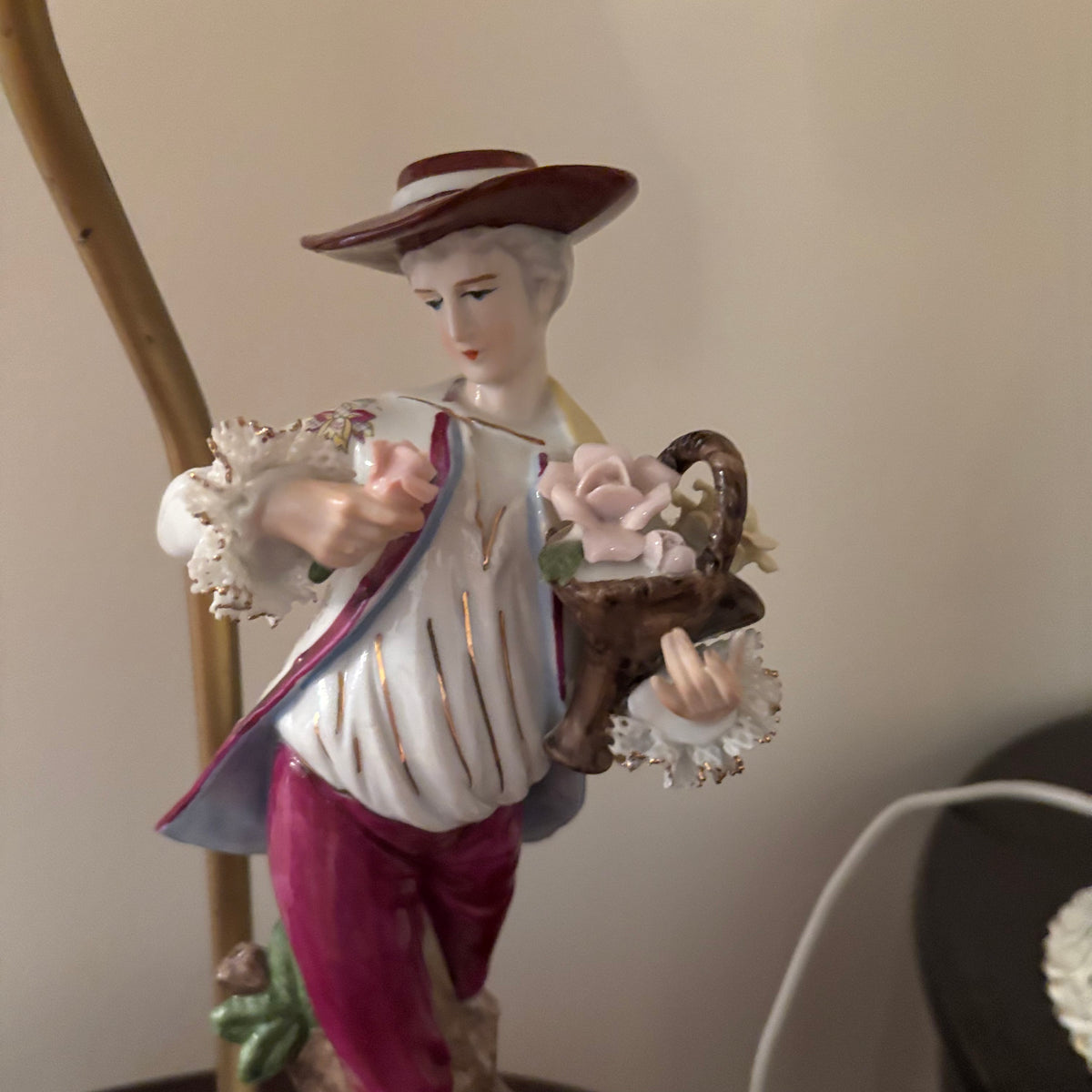 F127 Set of 2 Bisque Porcelain Figurine Lamps