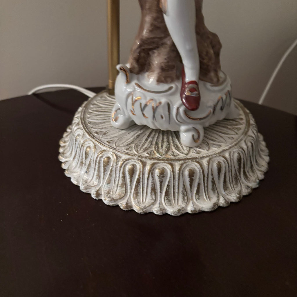 F127 Set of 2 Bisque Porcelain Figurine Lamps
