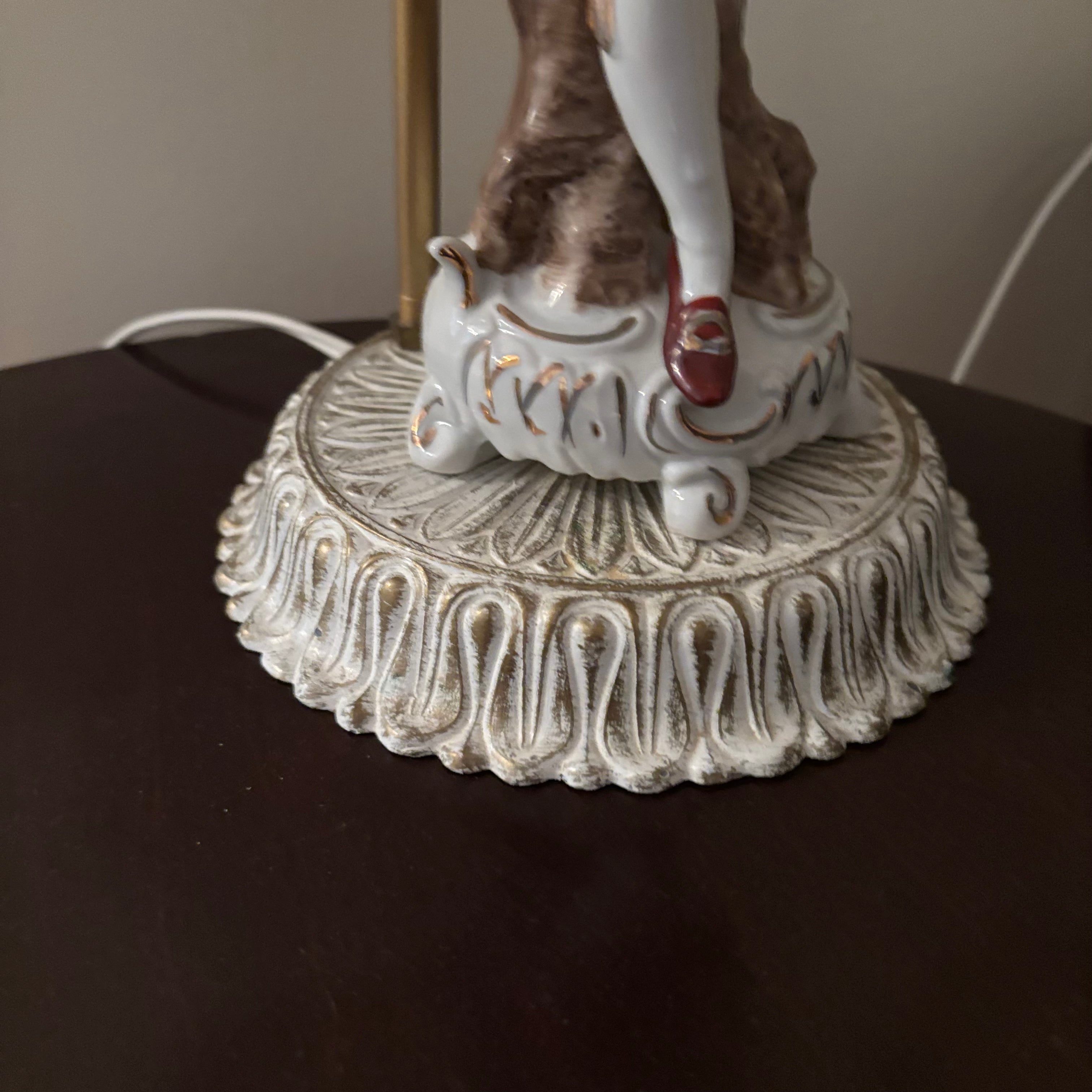 F127 Set of 2 Bisque Porcelain Figurine Lamps