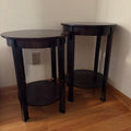 F126 Set of 2 dark wood round end tables